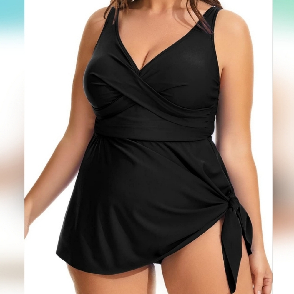 DACI Asymmetrical Flowy Side Tie Swimdress